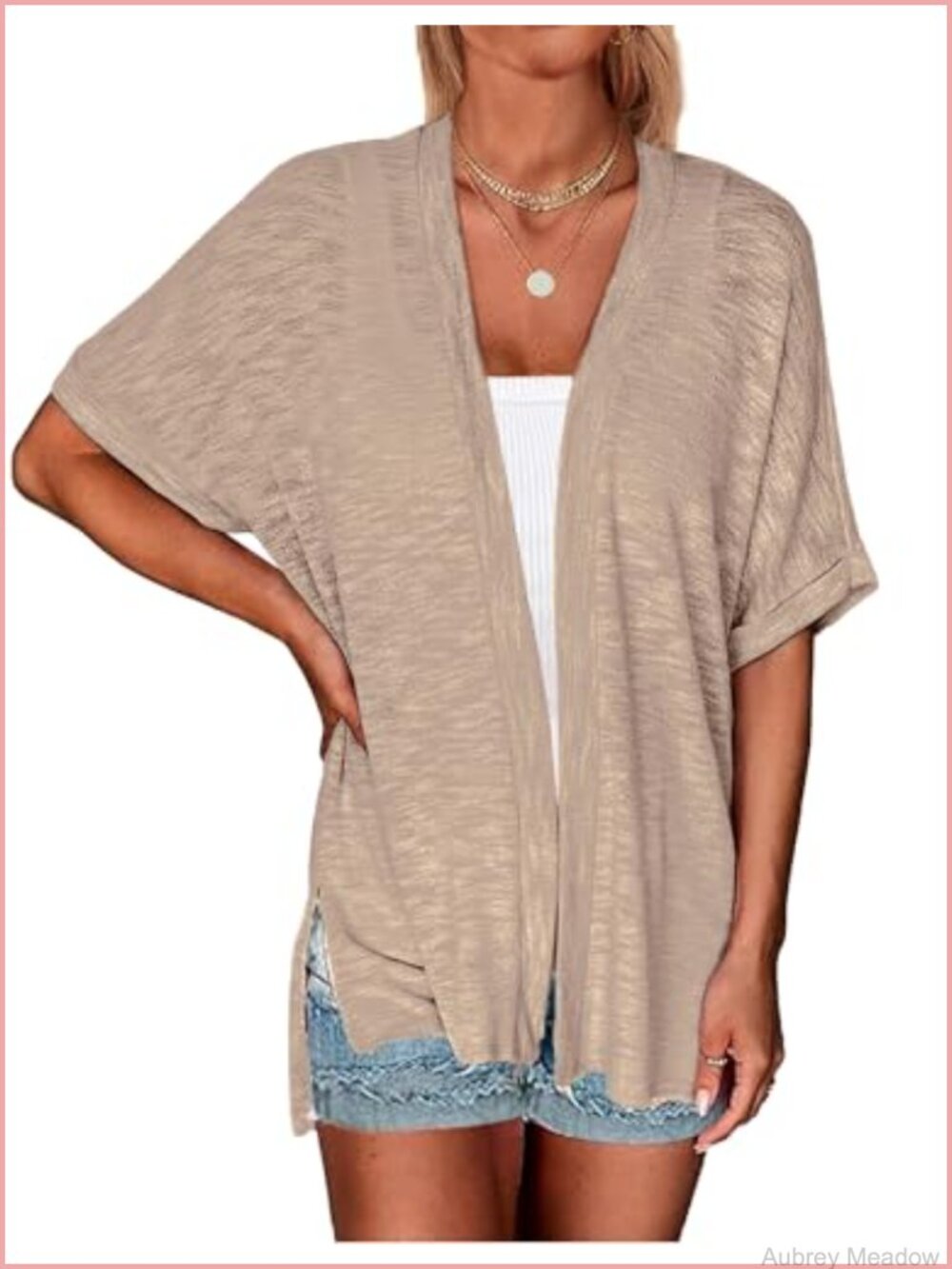 Lightweight Short Sleeve Cardigan Kimono Beach Coverup